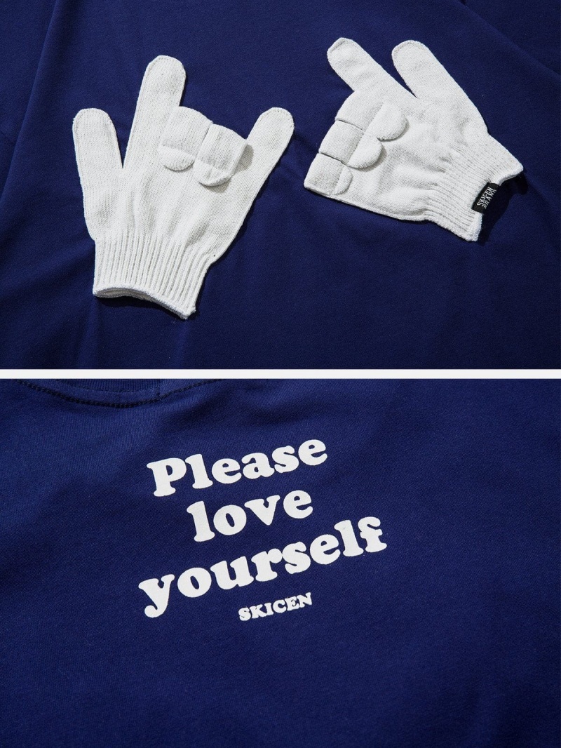 Noir  T Shirts Aelfric Eden Gloves Gestures Graphique Tee - OFR-0702375